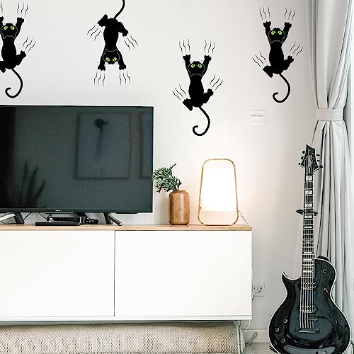 Vinilo Adhesivo Pared Gatos Negro 2 Piezas Pegatina De Pared De Silueta De Gato Negro Pegatinas Gato Vinilo Adhesivo Pared Niños Habitación Decoración Pared Puertas Ventanas 26 x 17 cm