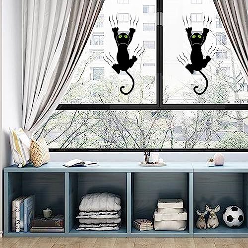 Vinilo Adhesivo Pared Gatos Negro 2 Piezas Pegatina De Pared De Silueta De Gato Negro Pegatinas Gato Vinilo Adhesivo Pared Niños Habitación Decoración Pared Puertas Ventanas 26 x 17 cm