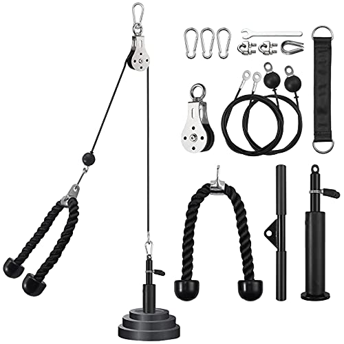 VINTEAM Kit de Cables de Poleas Sistema de Polea Gimnacio para Trabajar Bíceps, Tríceps, Hombros, Espalda Entrenamiento en Casa con Pasador de Carga Cuerda de Pulley Barra de Tracción Mosquetones