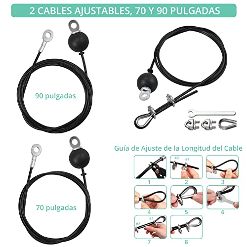 VINTEAM Kit de Cables de Poleas Sistema de Polea Gimnacio para Trabajar Bíceps, Tríceps, Hombros, Espalda Entrenamiento en Casa con Pasador de Carga Cuerda de Pulley Barra de Tracción Mosquetones