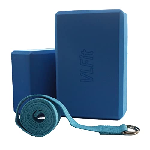 VLFit de 2 bloques de yoga y 1 Correa para Yoga,Bloque De Espuma Eva De Alta Densidad Yoga Block Pilates Accesorios Yoga para Pilates Y Ejercicios De Yoga