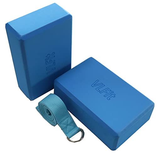 VLFit de 2 bloques de yoga y 1 Correa para Yoga,Bloque De Espuma Eva De Alta Densidad Yoga Block Pilates Accesorios Yoga para Pilates Y Ejercicios De Yoga