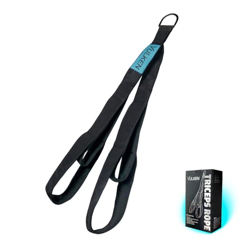 Vulken Accesorio de cable de cuerda de tríceps. Dos tamaños en una cuerda extra larga. Correas de extensión de tríceps, equipo de gimnasio, asas de entrenamiento en casa para bandas de resistencia.