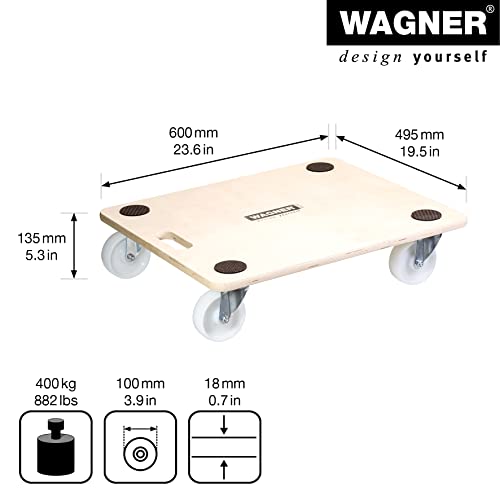 Wagner Plataforma de Carga MM 1086-60 x 50 cm - para Electrodomésticos y Muebles, 400 kg de Capacidad de Carga, Asa de Transporte, Antideslizante, Certificado FSC® - 20108601