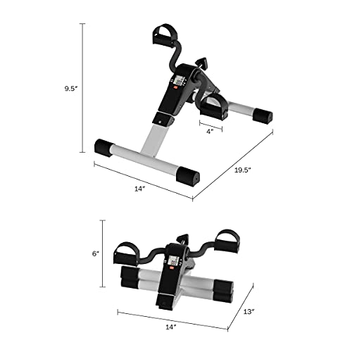 Wakeman - Ejercitador de pedal para bicicleta debajo del escritorio con rastreador de calorías y resistencia ajustable, mini equipo de ejercicio plegable para interiores y gimnasio