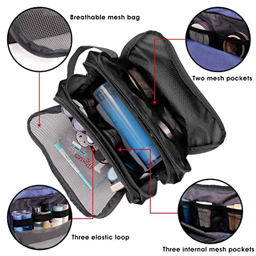 WANDF Neceser Viaje Bolsa de Aseo Impermeable Organizador de Maquillaje Kit Dopp para Hombre Mujer(A - Negro)