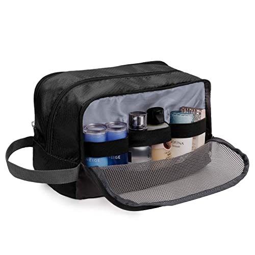 WANDF Neceser Viaje Bolsa de Aseo Impermeable Organizador de Maquillaje Kit Dopp para Hombre Mujer(A - Negro)