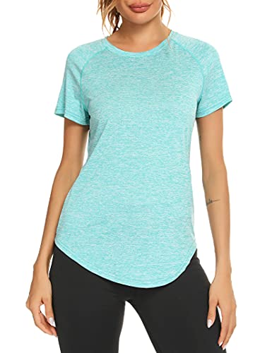 Wayleb Camiseta Deportivo Mujer Camiseta de Manga Corta Camiseta Holgada de Secado Rápido Camisetas de Malla Mujer Yoga Fitness Top Ropa Deportiva Entrenamiento Atlético