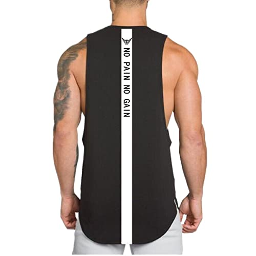 WAZZAP NO Pain NO Gain Camiseta de Tirantes Hombre Sin Mangas de Algodón Deportiva Tank Top Gimnasio Fitness T-Shirts