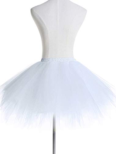 Wedtrend Mujeres Faldas Enaguas Cortas Tul Plisada Fiesta Tutu Ballet Multicolor WTC10036White XL