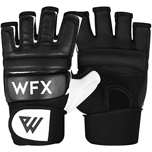 WFX Guantes de boxeo para saco de boxeo, guantes de karate, artes marciales, artes marciales, lucha, muay thai (M, negro)