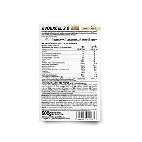 Whey Protein Isolate + Concentrate de HSN Evoexcel 2.0 | Sabor Vainilla 500 gr = 17 Tomas por Envase | Batido Proteínas Suero de Leche con DigeZyme® LactoSpore® y Calostro