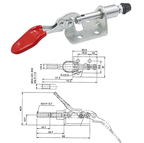 Widream 4 pcs Abrazadera Horizontal, Toggle Clamp Push Pull Toggle, Abrazaderas de Palanca de Liberación Rápida, para Operación de Máquinas, Carpintería, Soldadura (Fuerza de Cierre de 45 Kg)