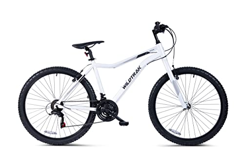 Wildtrak - Bicicleta de Montaña de Aleación, Adulto, 26 pulgadas, 18 Velocidades, Cambios Shimano - Blanca