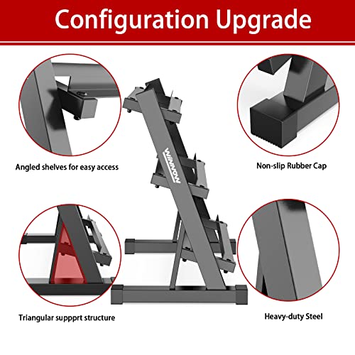 WINNOW, estante para mancuernas de 3 niveles, gimnasio en casa, soporte de almacenamiento para mancuernas, estante de almacenamiento de pesas para mancuernas