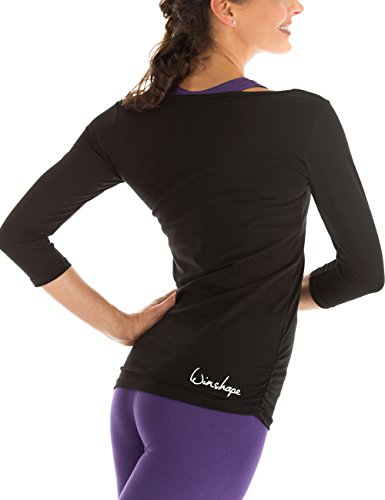 Winshape WS4 - Camiseta para Mujer con Mangas de 3/4 Yoga, Pilates, Mujer, Color Negro, tamaño Extra-Large