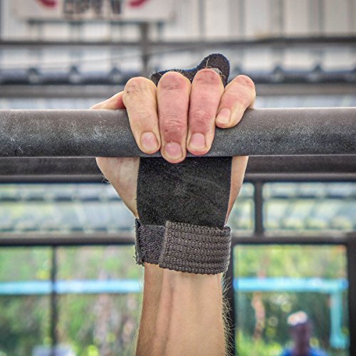 WOD Nation Empuñaduras de Gimnasia con Barra Entrenamiento de dominadas, Pesas Rusas, Anillos de Gimnasia (Negro - pequeño)