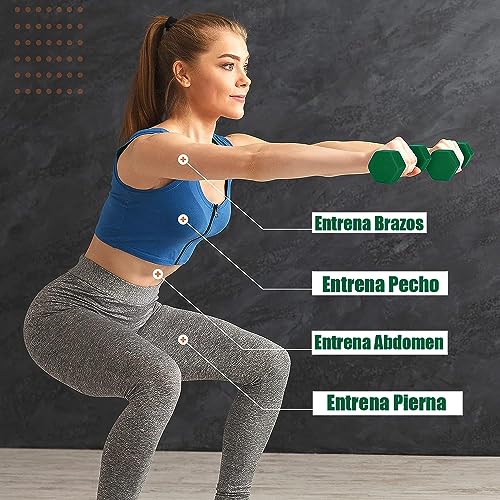 Wonduu Pesas y Mancuernas de Neopreno Premium, Kit 2 Mancuernas 4Kg para Gimnasio y Ejercicio en Casa, Mancuernas con Revestimiento de Neopreno, Fitness y Musculación