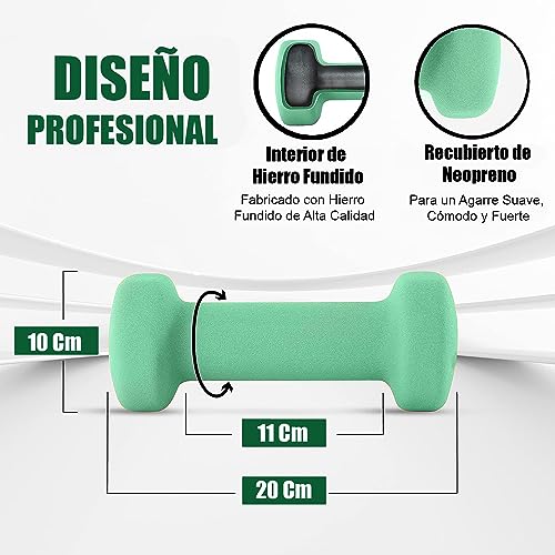 Wonduu Pesas y Mancuernas de Neopreno Premium, Kit 2 Mancuernas 4Kg para Gimnasio y Ejercicio en Casa, Mancuernas con Revestimiento de Neopreno, Fitness y Musculación