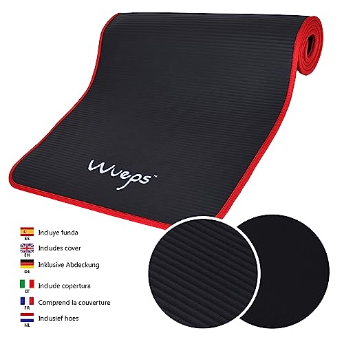 Wueps Esterilla Deporte, Yoga, Pilates, Ejercicios, incluye correa de hombro y bolsa de transporte, ideal para realizar deporte en casa, yoga mat 10mm, esterilla yoga, NBR ecologico