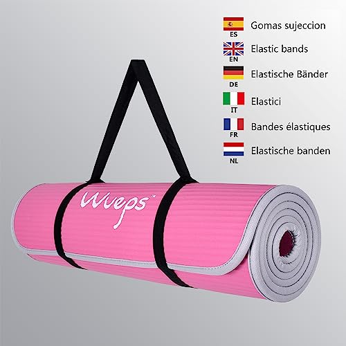 Wueps Esterilla Deporte, Yoga, Pilates, Ejercicios, incluye correa de hombro y bolsa de transporte, ideal para realizar deporte en casa, yoga mat 10mm, esterilla yoga, NBR ecologico