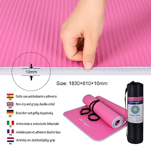 Wueps Esterilla Deporte, Yoga, Pilates, Ejercicios, incluye correa de hombro y bolsa de transporte, ideal para realizar deporte en casa, yoga mat 10mm, esterilla yoga, NBR ecologico