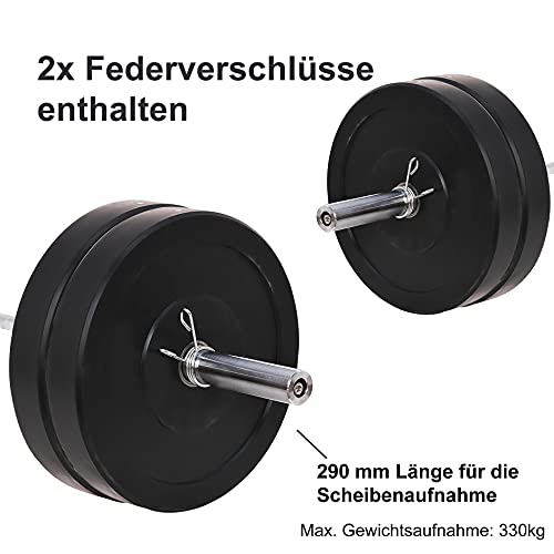 wuuhoo® Barbell Bar Herkules - barra de 220cm 50mm tamaño olímpico hasta 330 KG, barra de acero cromado con 15,5 KG de peso propio, mango moleteado 30mm - home fitness equipment