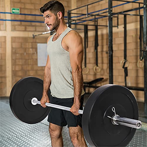 wuuhoo® barbell bar maxi - barra de 180cm hasta 120 KG, soporte de disco olímpico 50mm, barra de acero cromado con 11,8 KG de peso propio, mango moleteado 28mm- equipo de fitness para en casa