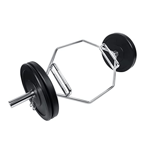 wuuhoo® Barra Hexagonal Armin - Barra de Trampa de 142cm hasta 300KG, cojinete de Deslizamiento de Montaje de Disco olímpico de 50mm, Acero Cromado, Barra Hexagonal moleteada de 35mm