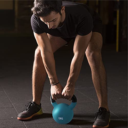 wuuhoo® Pesa Rusa Dwayne Kettlebell 2kg - 28kg de Hierro Fundido Macizo con Revestimiento de Neopreno, mancuerna oscilante para Entrenamiento de Fuerza, Pesas con códigos de Colores -