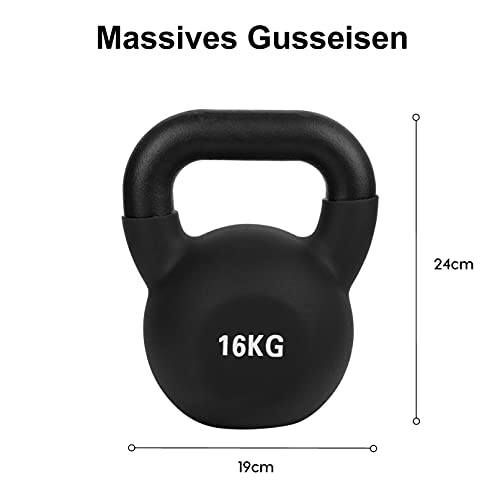 wuuhoo® Pesa Rusa Dwayne Kettlebell 2kg - 28kg de Hierro Fundido Macizo con Revestimiento de Neopreno, mancuerna oscilante para Entrenamiento de Fuerza, Pesas con códigos de Colores -