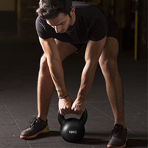 wuuhoo® Pesa Rusa Dwayne Kettlebell 2kg - 28kg de Hierro Fundido Macizo con Revestimiento de Neopreno, mancuerna oscilante para Entrenamiento de Fuerza, Pesas con códigos de Colores -