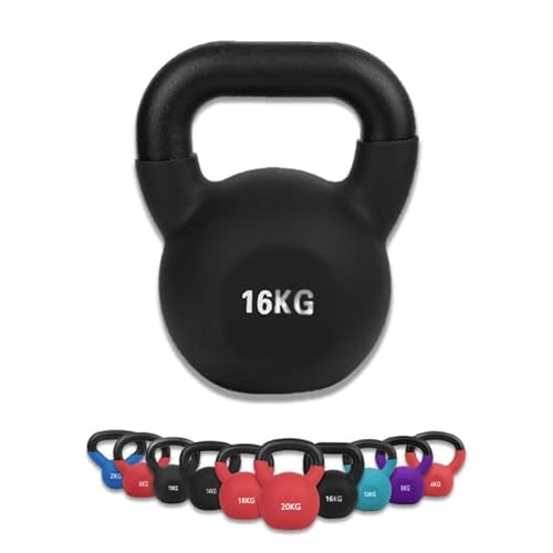 wuuhoo® Pesa Rusa Dwayne Kettlebell 2kg - 28kg de Hierro Fundido Macizo con Revestimiento de Neopreno, mancuerna oscilante para Entrenamiento de Fuerza, Pesas con códigos de Colores -