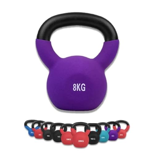 wuuhoo® Pesa Rusa Dwayne Kettlebell 2kg - 28kg de Hierro Fundido Macizo con Revestimiento de Neopreno, mancuerna oscilante para Entrenamiento de Fuerza, Pesas con códigos de Colores -