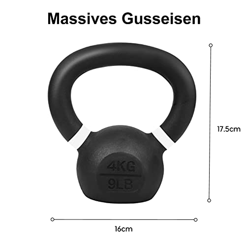 wuuhoo® Pesa Rusa Rocky Kettlebell 4kg - 28kg de Hierro Fundido Macizo con Recubrimiento de Polvo, Peso de Hierro Fundido, mancuerna de balanceo para su Entrenamiento de Fuerza -