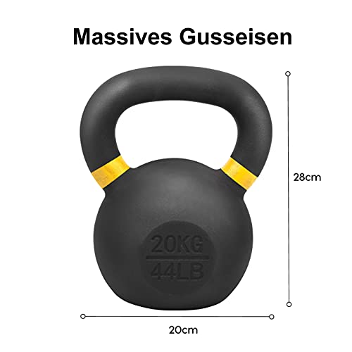 wuuhoo® Pesa Rusa Rocky Kettlebell 4kg - 28kg de Hierro Fundido Macizo con Recubrimiento de Polvo, Peso de Hierro Fundido, mancuerna de balanceo para su Entrenamiento de Fuerza -