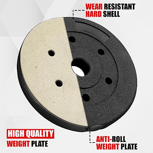 wuuhoo® Placas de Peso de Cemento Mike 30mm, Juego 20kg - 30kg, Revestido en Negro, 1,25, 2,5, 5, 10 kg, Placas de Peso de plástico para Pesas, Fitness en casa - Set 2-30kg