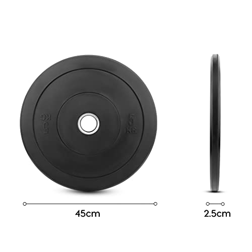 wuuhoo® Platos de pesas olímpicas Bruce 50mm - Bumpe Plates, platos de goma maciza que absorben los golpes, juego de 2 pesas para barbell, negro, entrenamiento con pesas