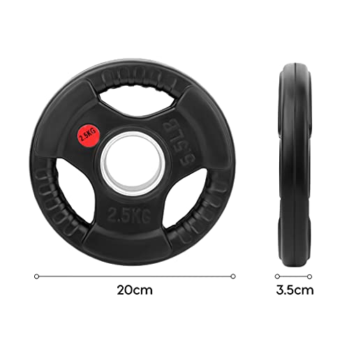 wuuhoo® Platos de Pesas olímpicas Jan 50mm - Juego de 2 Pesas, Plato de Pesas engomado con núcleo de Acero y Asas, Revestido en Negro - Equipamiento de Fitness para el hogar