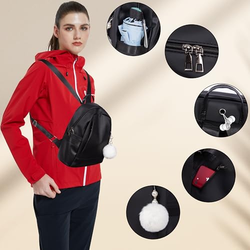 WZCZZHA Mochila Pequeña Mujer Casual Bolso de Mujer - Pequeña Mochila Negra Impermeable Para Mujer Mini Mochila travel backpack