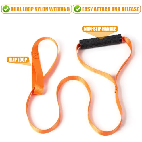 XIHIRCD Deer Drag, Cuerda para Tirar de Ciervo, con Asa de Fácil Agarre y Autobloqueo Arnés de Arrastre para Ciervo Accesorios para Caza de Hombres (Naranja)