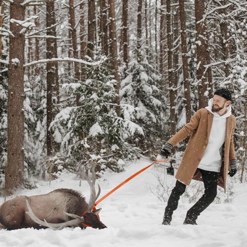 XIHIRCD Deer Drag, Cuerda para Tirar de Ciervo, con Asa de Fácil Agarre y Autobloqueo Arnés de Arrastre para Ciervo Accesorios para Caza de Hombres (Naranja)