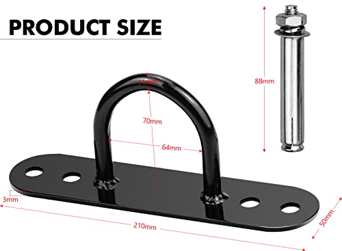 Xiumeso Anclaje de Suspensión, Soporte de Anclaje de Montaje en Techo de Pared Gancho Cuerda de Escalada Columpio Saco de Arena, Montajes de Pared de Entrenamiento, Con 4 Tornillos para Fitness, Yoga