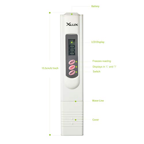 XLUX Medidor Blanco de Digital de Calidad del Agua para Filtro Osmosis inversa Probar Rango de medición de 0-9.990 ppm TDS