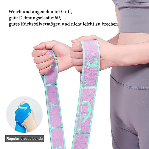 XoeLLe 2 Piezas Bandas de Fitness, Bandas Elasticas Fitness, Banda de Estiramiento de Yoga con 8 Bucles Cinturón Bandas Elásticas de Resistencia Banda de Ejercicio para Yoga, Fitness, Pilates