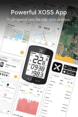 XOSS G Gen2 Computadora de Bicicleta, Ciclocomputador GPS, IPX7 Impermeable Cuentakilometros con Retroiluminación, 2,2 Pulgadas HD De Pantalla Velocimetro Bicicleta, 28H de Duración de la Batería
