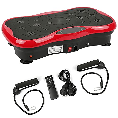 XUANYU Plataforma vibratoria Fitness Shaper con altavoz Bluetooth, pantalla LCD y bandas de entrenamiento (negro y rojo)