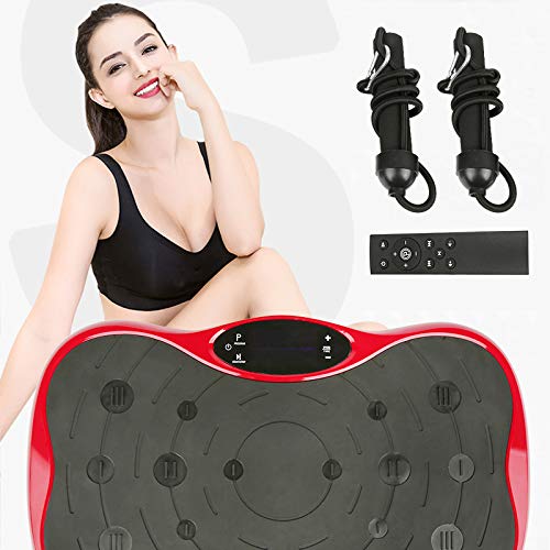 XUANYU Plataforma vibratoria Fitness Shaper con altavoz Bluetooth, pantalla LCD y bandas de entrenamiento (negro y rojo)