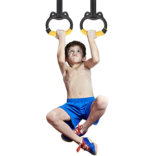 XUBX Anillos de Gimnasia para Barras de niños, Anillos de Fitness Profesionales, Anillos Colgantes de Ejercicio, Anillo De Tracción para Entrenamiento Físico Utilizado con Barra Horizontal Interior