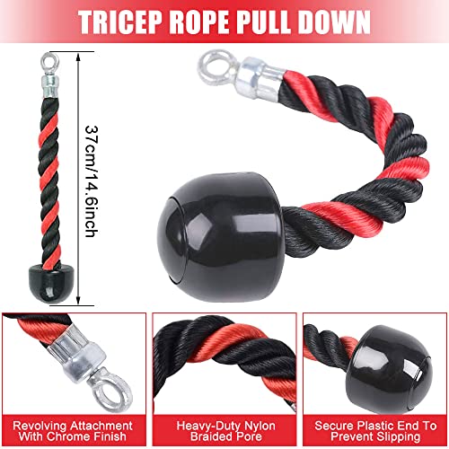 XYZDOUBLE Cuerda de Tríceps Accesorio para Cable de Tracción hacia Abajo con Tríceps y Bíceps Multi Gym Nylon Manijas Antideslizantes - Dorsal, Biceps, Triceps, Gimnasio o Hogar